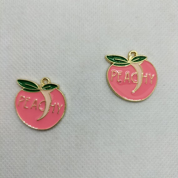 New 10pc Peach Charms Metal Enamel Fruit Charm for Bracelets Pendants  Earrings Key Chain DIY Accessory Jewelry