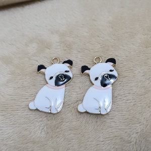 10Pcs French Bull Dog Charm,Gold Enamel Animal Puppy Pet Charm Pendant Craft Necklace Charm Earring charms Supplies 21*34mm