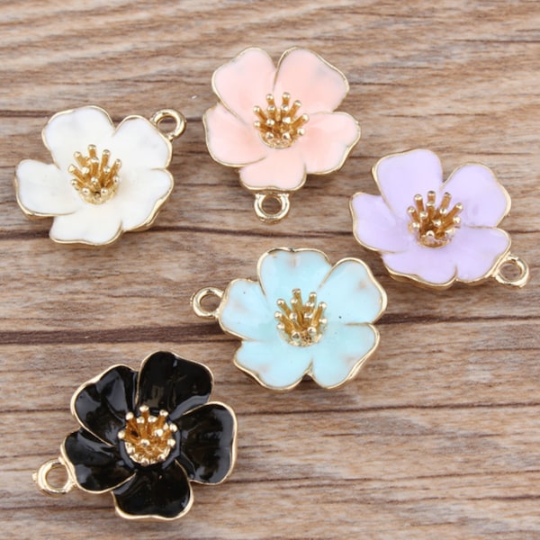 10Pcs Hibiscus Flower charm, Flower Charm, Japanese Hibiscus Charm,Enamel Charm,Gold Charm Pendant Craft Supplies 20*24mm