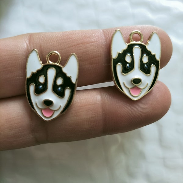 10pcs Cartoon Husky Enamel Charm for Jewelry Making Crafting Earring Pendant Bracelet Necklace Diy Animal Puppy Dog Akita Teddy Akita Charms