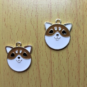 10Pcs Akita Animal Cartoon Metal Puppy Enamel Charm for Making Crafting Earring Pendant Bracelet Necklace Diy Dog Teddy Charms