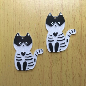 10pcs/pack Acrylic Print Animal Cat Pendant Charm Cartoon Heart Charm Pendant For DIY Earring Key chain Jewelry Making Accessories