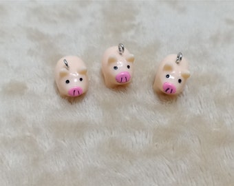 10pcs/lot 3D Small Pig Resin Charms Pendentifs Animal Dangle For DIY Earrings Keychain Jewelry Making Accessoires Cadeau