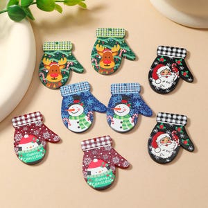 10 stks Acryl Handschoen Charm Kerst Elanden Kerstman Sneeuwpop Sneeuwvlok Hond Charm Hanger Voor DIY Oorbel sleutelhanger Sieraden maken Accessoires: