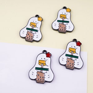 10 30 Cartoon Enamel Charm Gold Metal Cartoon Animal Bird Flower Charms Earrings DIY Key chain Necklace Pendant Bracelet Jewelry Accessories