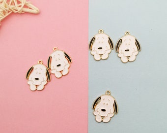 10Pcs Cartoon Enamel charms Gold tone Animal Charm Pendant, Pet Charms for Bracelet Necklace Craft Supplies 20*26 mm