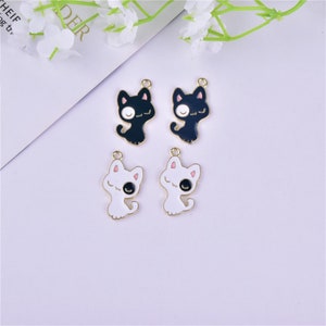 10Pcs Enamel Cat Charm, Cartoon Animal Pet Charm,Gold Metal Charms Diy Earring Bracelet Necklace Pendant Craft Supplies