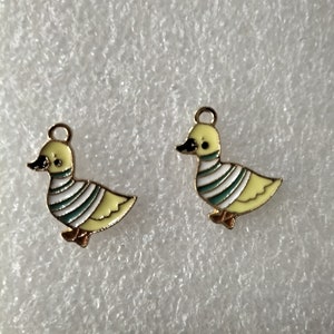 10Pcs Cute Animal Duck Charm,Enamel Cartoon Animal Charm,Gold Charm Pendant Earring Necklace Bracelet Craft Diy Supplies