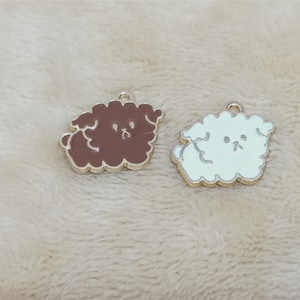 10Pcs Enamel Animal Dog Pet Charm, Cartoon Poodle Charm, Gold Tone Charms Craft Supplies 16*21 mm