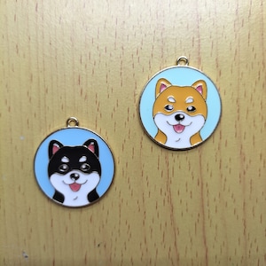 10Pcs Golden Husky Round Tag Charms Animal Cartoon Metal Puppy Enamel Charm for Making Crafting Earring Pendant Bracelet Necklace Diy