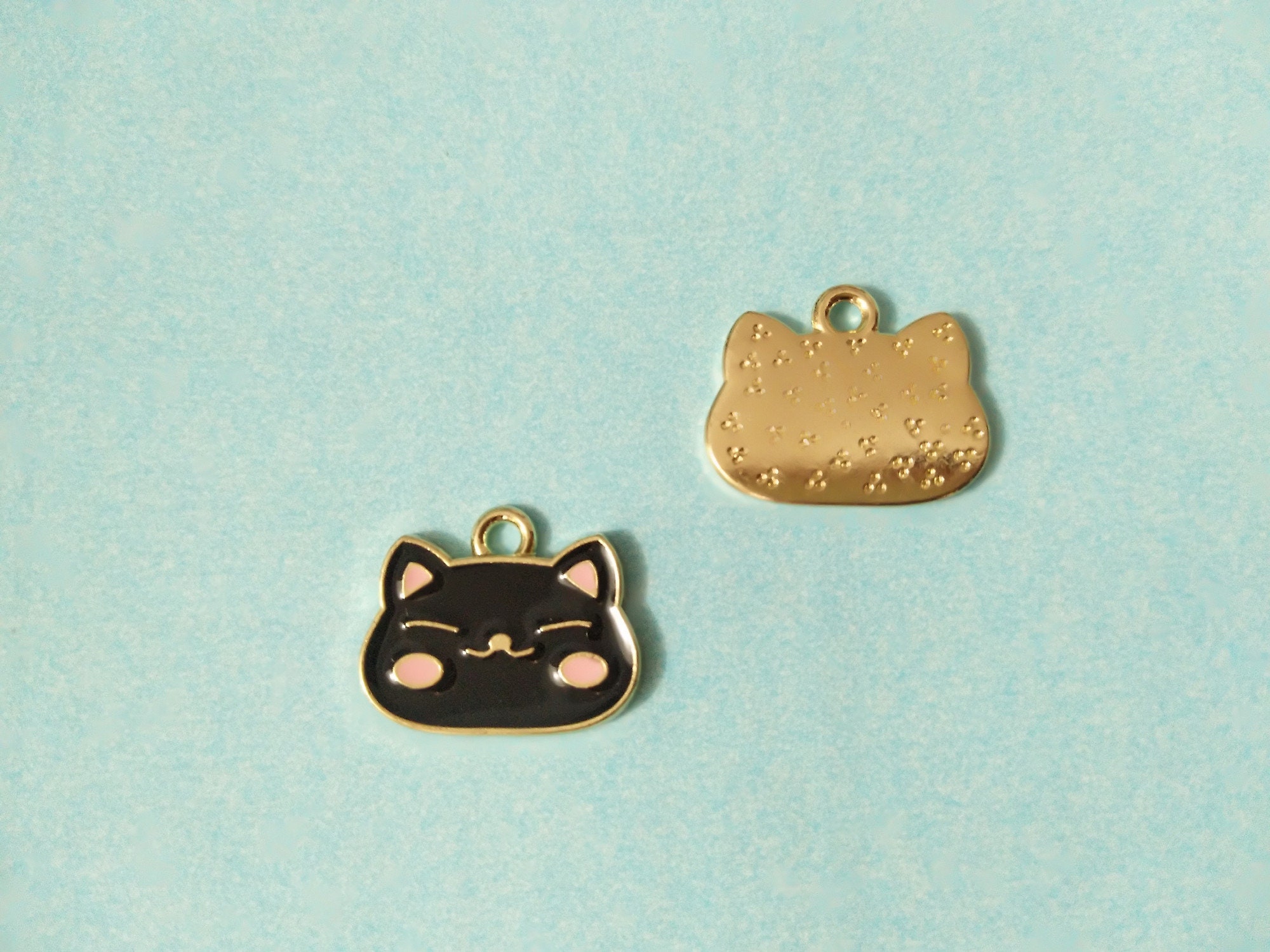 10pcs/lot Cartoon Enamel Animal Cat Charms for Jewelry Making Cute