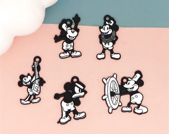10 30 Cartoon Emaille Charme Schwarz überzogene Metallcharme Ohrringe DIY Schlüsselkette Halsketten-Anhänger Armband Schmuck Handwerk Zubehör