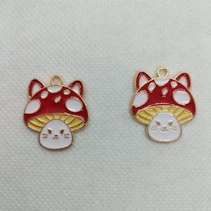 10Pcs Cartoon Animal Enamel Charms Pendants Mushroom Dangle For DIY Earrings Keychain Necklace Bracelet Jewelry Making Accessories Gift