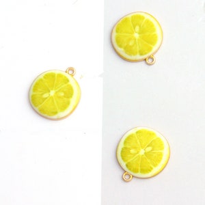 10Pcs Enamel Lemon Charm, Cute Fruit Charm, Yellow Lemon charms Gold Tone Charms Craft Supplies 23*23 mm