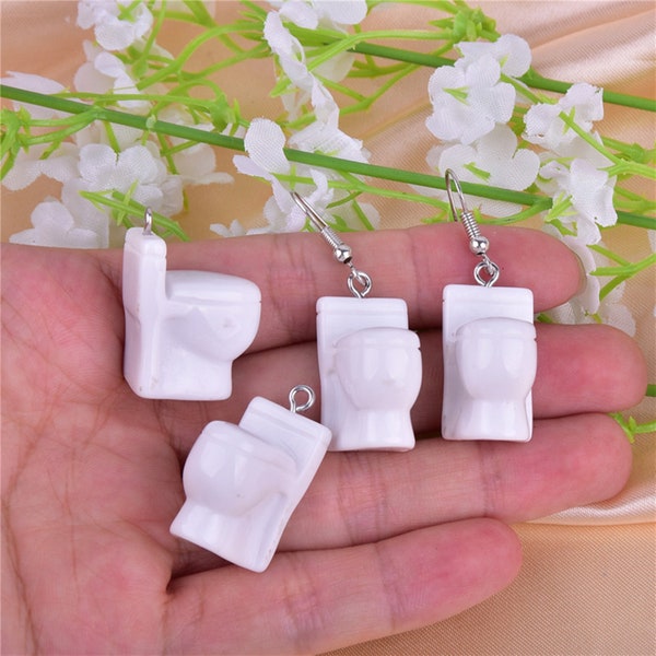 10 Pcs Funny 3D Toilet Resin Charms Pendentif Salle de bain TOILETTEs Charms Pour Handmade Boucle d’oreille Collier Bracelet Porte-clés Bijoux