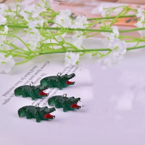 10Pcs Resin Crocodile Charms Charm, Cartoon Animal Alligators Charms Diy Earring Bracelet Necklace Pendant Craft Supplies
