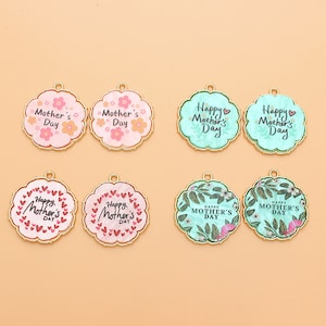 10 Stück Acryl Herz Blume Tag Charms Brief Happy Mother's Day Charm für DIY Halskette Ohrring Anhänger Schmuck machen Handwerk