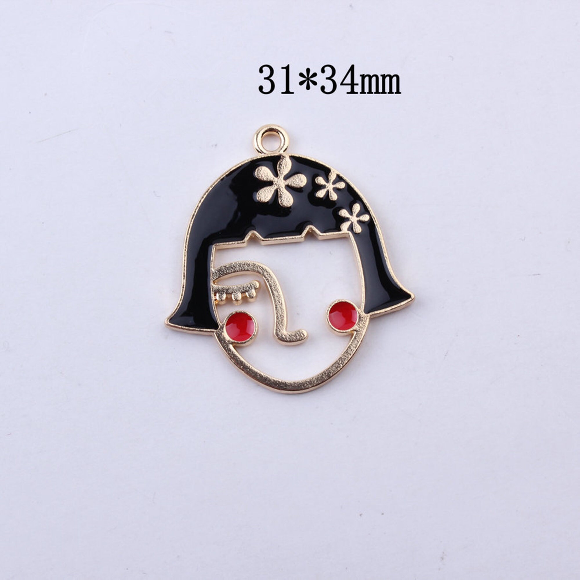 10pcs Girl Head Charms Enamel Doll Head Charm Pendantflower Etsy