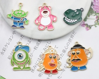 10 30 Cartoon Emaille Charme Goldmetall Charme Ohrringe DIY Schlüssel Kette Halskette Anhänger Armband Schmuck Zubehör