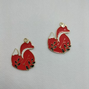 10Pcs Cartoon Fox Enamel Charm,Animal Charm Pendant,Gold Tone charm for Bracelet Earring Jewelry, Personalized Gift,Craft Supplies