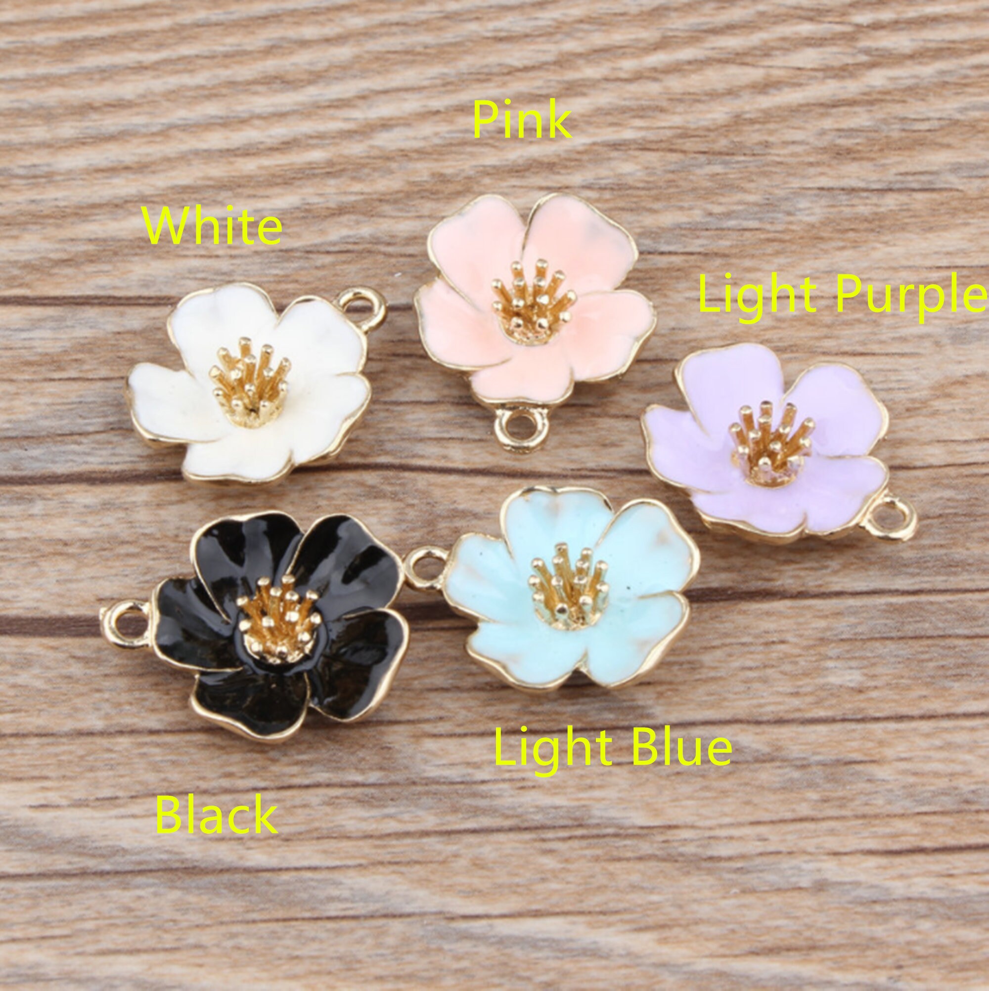 10pcs Hibiscus Flower Charm, Flower Charm, Japanese Hibiscus Charm