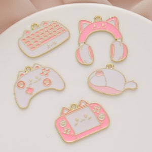 10 30 Enamel Headphone Mouse Keyboard Shape Charms Pendants,Metal Animal Paw Charm for DIY Earring Key Chain Jewelry Making