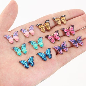 Bulk 10 30 Colorful Butterfly Charms Metal Alloy Enamel Animals Drop Pendants Charm for Bracelets Jewelry Making Supplies Diy Crafts 8 Color