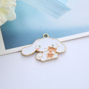 10Pcs Cartoon Hond charme, Bear Charm, Puppy met Bear Charm, Email Charme, Gold Charm Hanger Craft Supplies 18 * 28mm