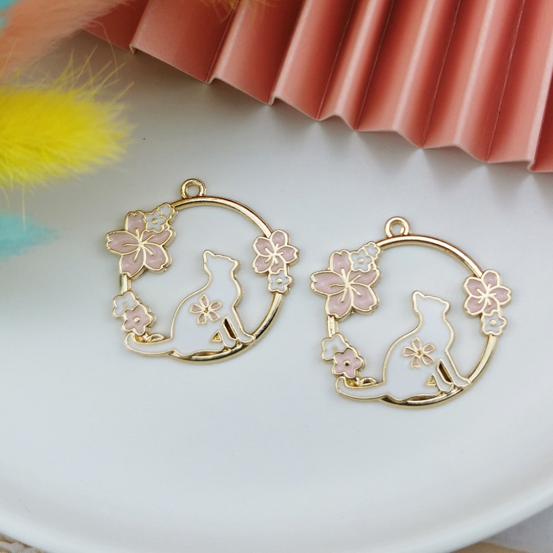 10 PZ in Lega Smalto placcato oro CAT Animal Charm Ciondoli gioielli fai da te r