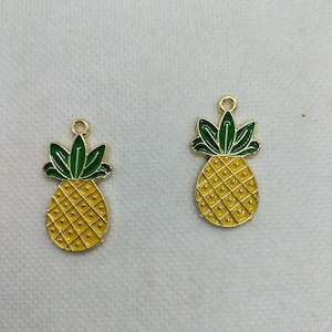 New 10pc Yellow Pineapple Charms Metal Enamel Fruit Charm for Bracelets & Pendants Earrings Key Chain DIY Accessory Jewelry