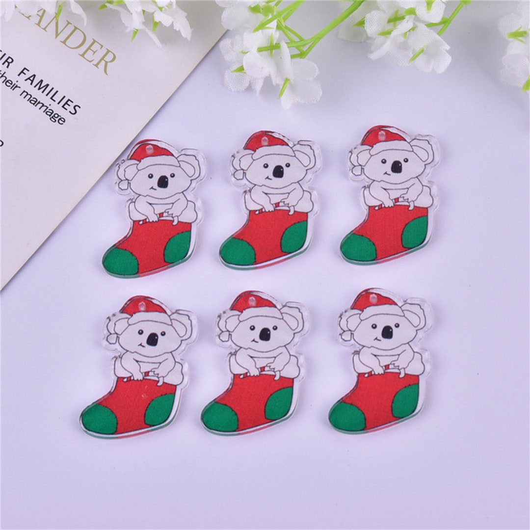10 30 Funny Christmas Koala Socks Charm Cartoon Arcylic Charms