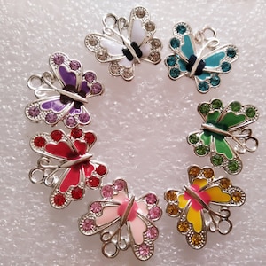 7 Color Animal Crystal Butterfly Connect Charm, Animal Charm,Silver Tone Charms for Bracelet Earring Necklace Craft Supplies
