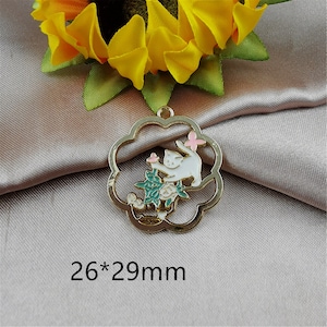 10Pcs Enamel Cat Flower Charm, Cartoon Animal Pet Charm,Kitten Charms Diy Earring Bracelet Necklace Pendant Craft Supplies 26*29mm