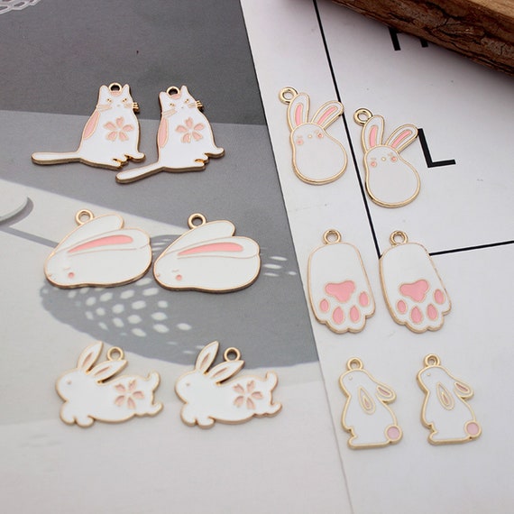 10pcs/lot Cartoon Animal Charms for Jewelry Making Enamel Cat