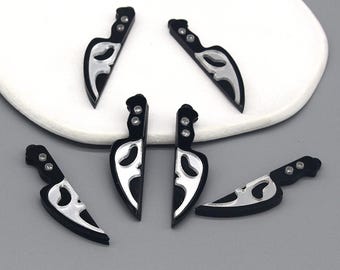 Produktbild von Hyzaphix 20 Stück Halloween Messer Mit Blut, Acryl Kleines Messer Anhänger Schmuck Zubehör Für DIY Halskette Armband Schmuckherstellung, Schlüsselanhänger, Kuchendekoration (20 Pcs