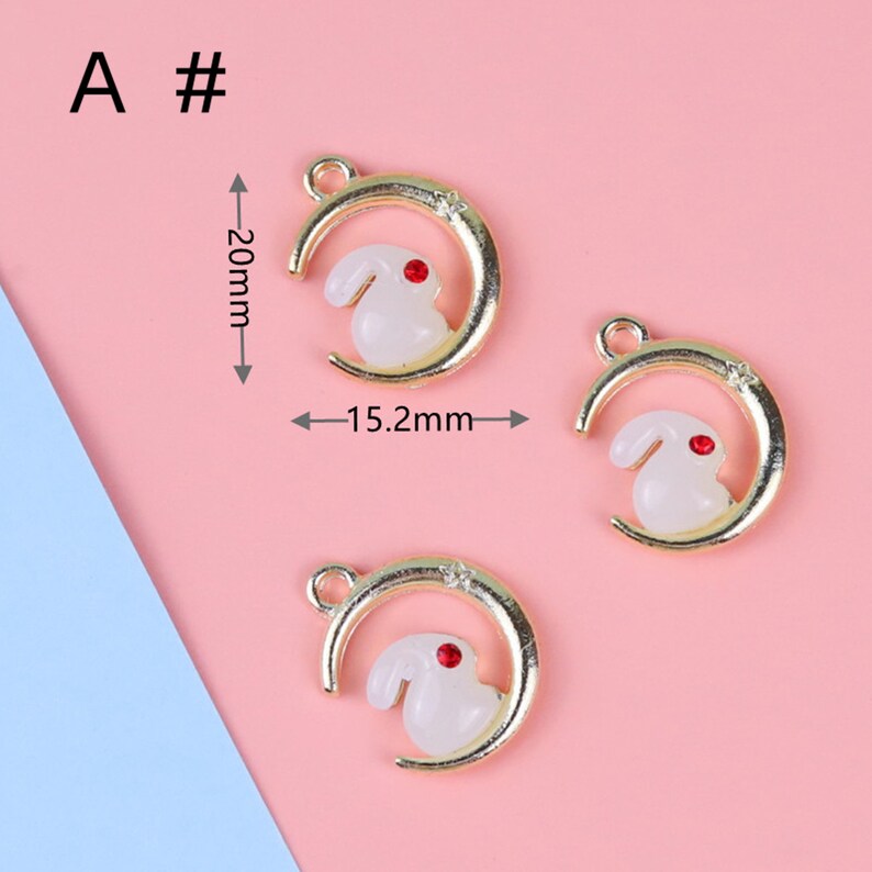 10 Animal Rabbit Charms, Gold Metal Bunny Charm Bracelet DIY Crafts ...