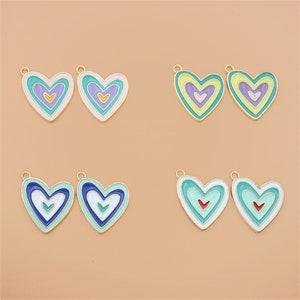 10pcs Metal Enamel Rainbow Charm,Cartoon Heart Charm character Charm Pedant For DIY Earring Necklace Bracelet Key Chain Jewelry