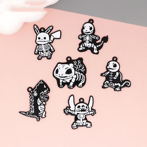 10 30 Cartoon Enamel Charm Black Plated Metal Charms Earrings DIY Key chain Necklace Pendant Bracelet Jewelry Accessories