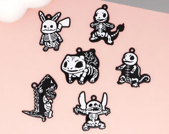 10 30 Cartoon Enamel Charm Black Plated Metal Charms Earrings DIY Key chain Necklace Pendant Bracelet Jewelry Accessories