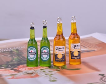 2 Style Simulation Beer Beverage Bottle Charm Mineral Beer Bottle Charm DIY Earrings Pendant Key Chain Charms Diy Jewelry Making