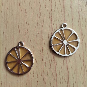 10 30 Gold Metal Fruit Enamel Charm Lemon Charm Accessories for Making Crafting Earring Pendant Bracelet Necklace Diy Jewelry