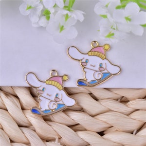 2 kleuren cartoon dier hond konijn charms goud metaal emaille puppy charme voor telefoon geval armband oorbellen sieraden maken DIY