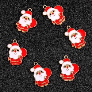 10Pcs Gold Christmas Santa Claus Charm, Christmas Santa Charm, Red Christmas Santa Claus Jewelry, Personalized Gift,Craft Supplies 27*23 mm