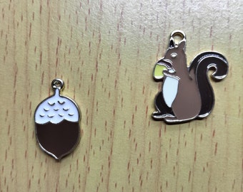 Bulk 10 30 Drop Oil Squirrel Pine Cones Enamel Charms Pendant, Cartoon Animal Charm For Handmade Earring Necklace Bracelet Key chain Jewelry