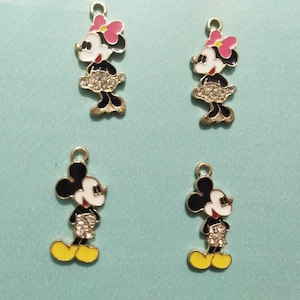 10 stks cartoon dierlijke rat hanger charms, gouden muis charme, kristal charme, emaille dierlijke charme hanger craft supplies diy bevindingen