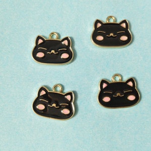 10Pcs Cartoon Cat Charms Enamel Charm,Cat Kitty Charm Pendant,Gold Animal charm Jewelry, Personalized Gift,Craft Supplies