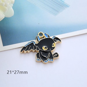 10Pcs Enamel Black charm, Cartoon Charm, Animal Charm,Enamel Charm,Gold Charm Pendant Craft Supplies 21*27mm
