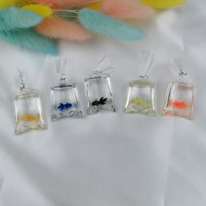 5 Color 10pcs Transparent Resin Goldfish Charms Small Fish In Water Bag Jewelry Pendant Fish Bag Earrings Pendant Handmade DIY Material