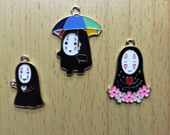 10 piezas de metal esmaltado con forma de flor de cerezo, diseño de hombre sin rostro de dibujos animados, para hacer tú mismo pendientes, collares, llaveros y joyas.