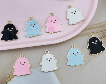 10pcs/lot Cartoon Halloween Ghost Charms Pendants Dangle For DIY Earrings Bracelet Keychain Jewelry Making Accessories Gift